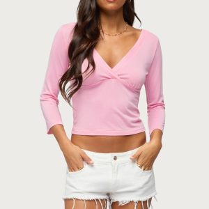 Mar V Neck Three-Quarter Sleeve Top