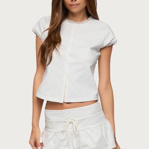 Yelena Lacey Button Up Top