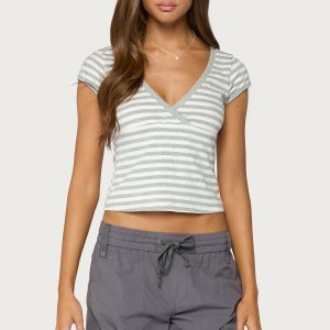 Laia Striped V Neck Top