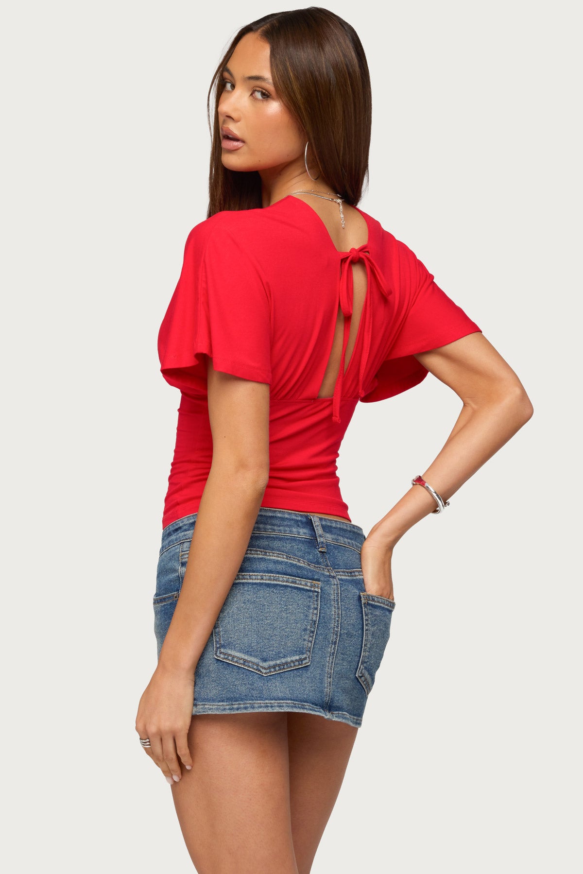 Betee Flutter Plunge Neck Top - Image 5