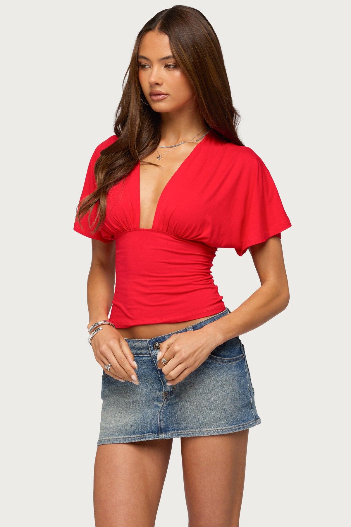 Betee Flutter Plunge Neck Top - Image 4