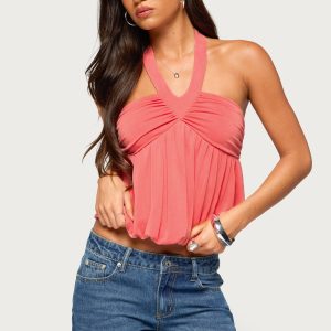 Kristina Gathered Bubble Halter Top