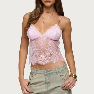 Ottilie Lace & Satin Effect Top