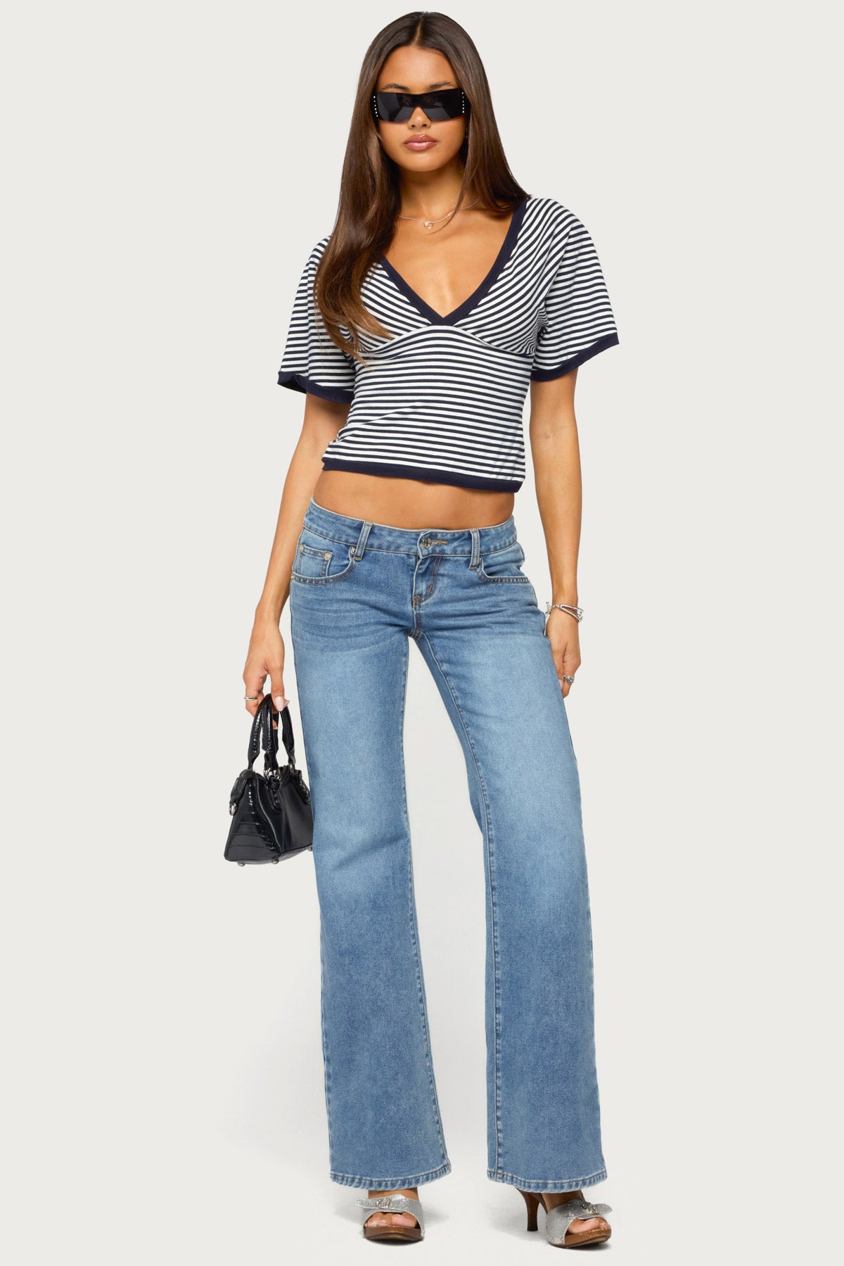 Primrosa Striped V Neck Flutter Top - Image 2