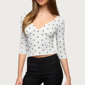 Katey V Neck Polka Dot Top