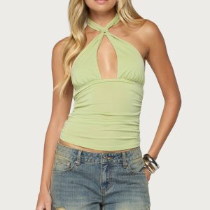 Surrey Knotted Cutout Halter Top
