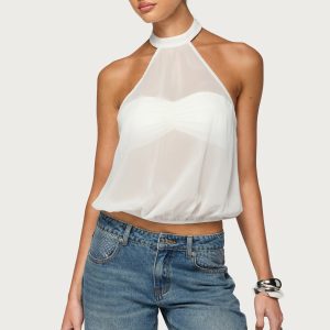 Sheer Built In Bra Bubble Top