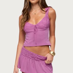 Vessa Lacey Tie Front Top