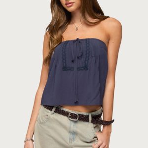 Joycee Tie Front Strapless Top