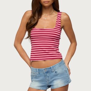 Striped Built In Bra Tank Top