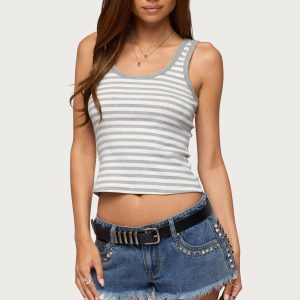 Alethea Striped Scoop Neck Tank Top