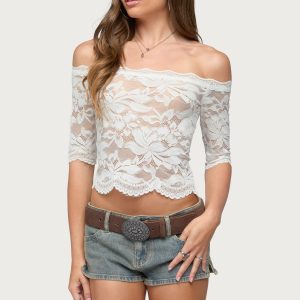 Dyna Off Shoulder Sheer Lace Top