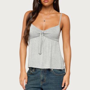 Michey Tie Front Babydoll Tank Top