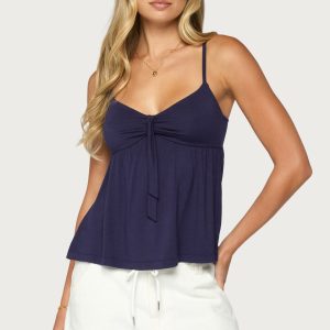Michey Tie Front Babydoll Tank Top