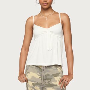 Michey Tie Front Babydoll Tank Top
