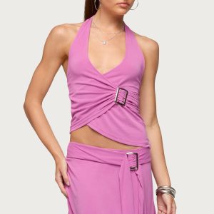 Fiori Buckle Asymmetric Wrap Top