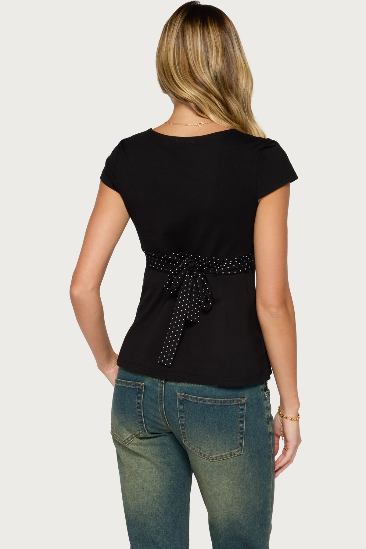 Arla Polka Dot V Neck Top - Image 4