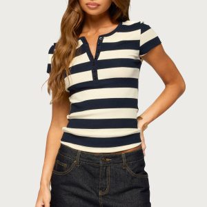 Rhianon Striped Henley Top