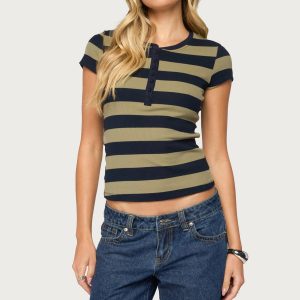Rhianon Striped Henley Top