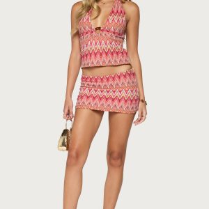 Saha Zigzag Crochet Mini Skort