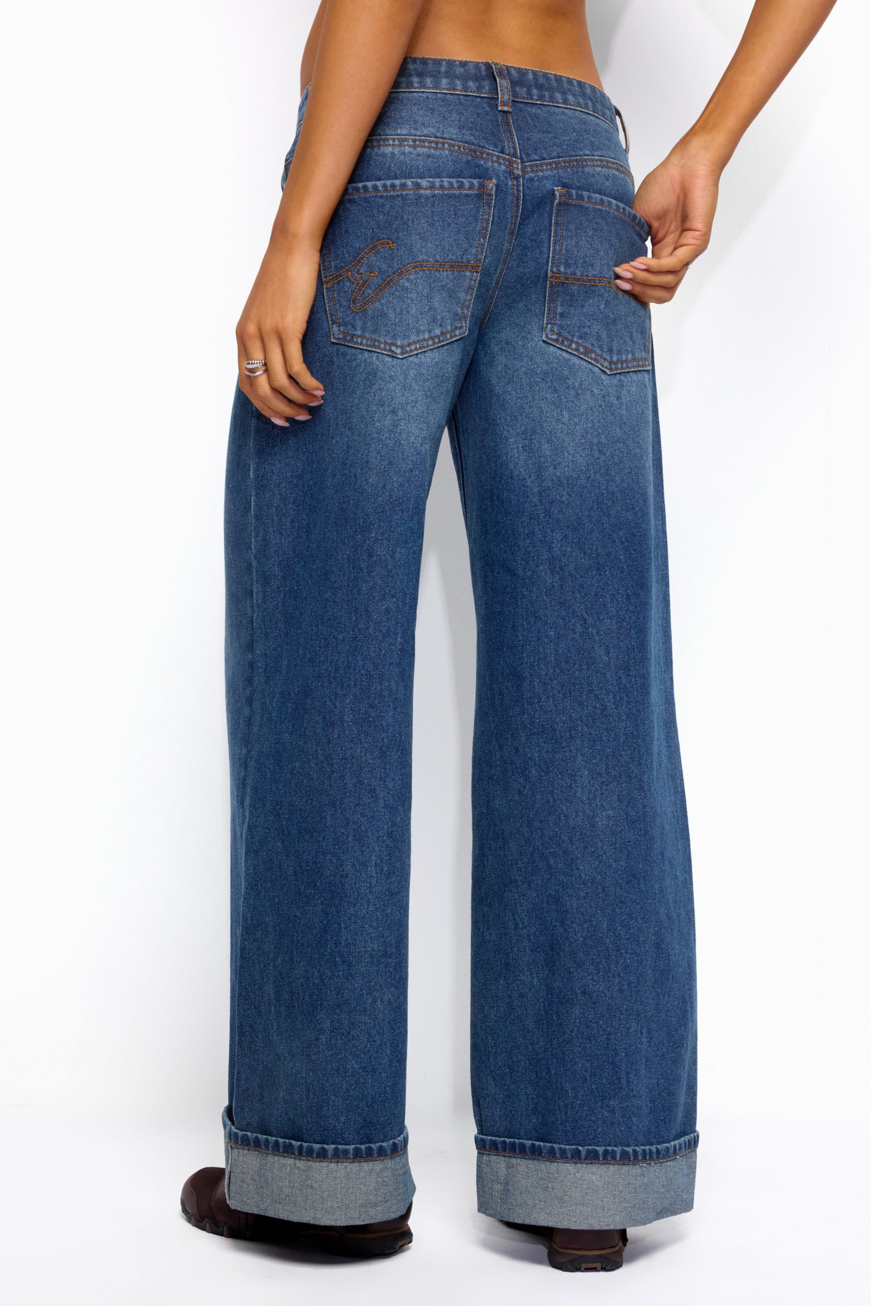Gatz Cuffed Low Rise Wide Leg Jeans - Image 6