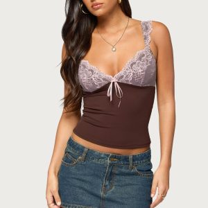Troya Contrast Lacey Top