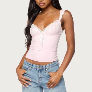 Troya Contrast Lacey Top