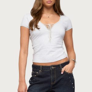 Balor Lace Up V Neck T Shirt