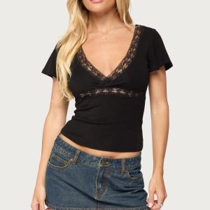 Yvetta Lacey Flutter Sleeve Top