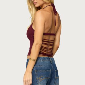 Minsoo Shredded Back Halter Top