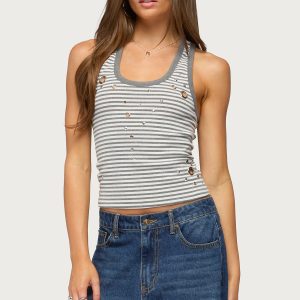 Sindy Grommet & Stud Striped Tank Top