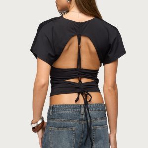 Salie Back Cutout Flutter Top