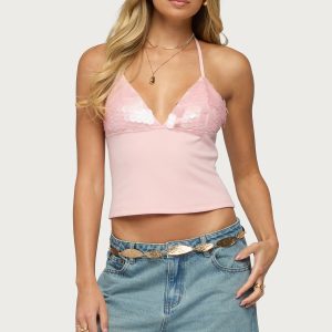 Katelyn Sequin Halter Top