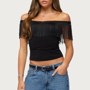 Catelina Fringe Off Shoulder Top