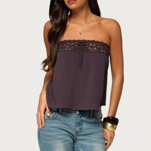Pearle Crochet Trim Strapless Top