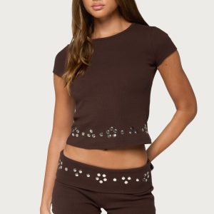Fontey Studded Ribbed Top