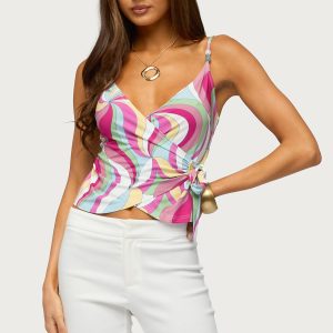 Galie Abstract Printed Wrap Top