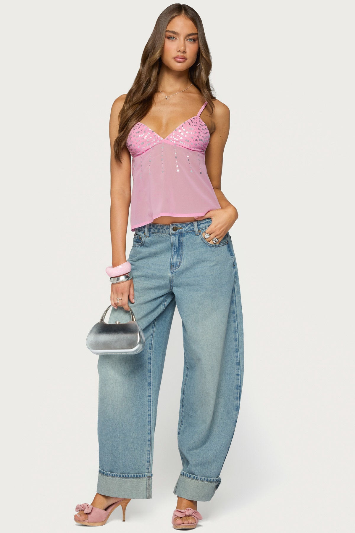 Klio Sequin Chiffon Babydoll Top - Image 2