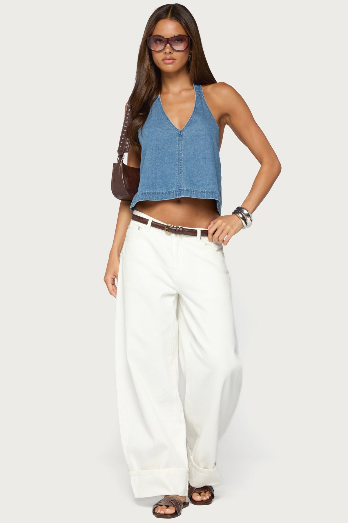 Teddie Backless Denim Halter Top - Image 5