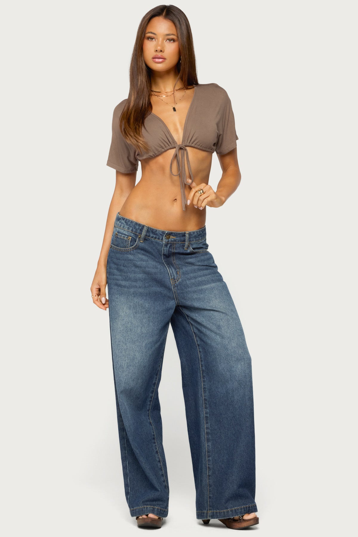 Micky Tie V Neck Crop Top - Image 5