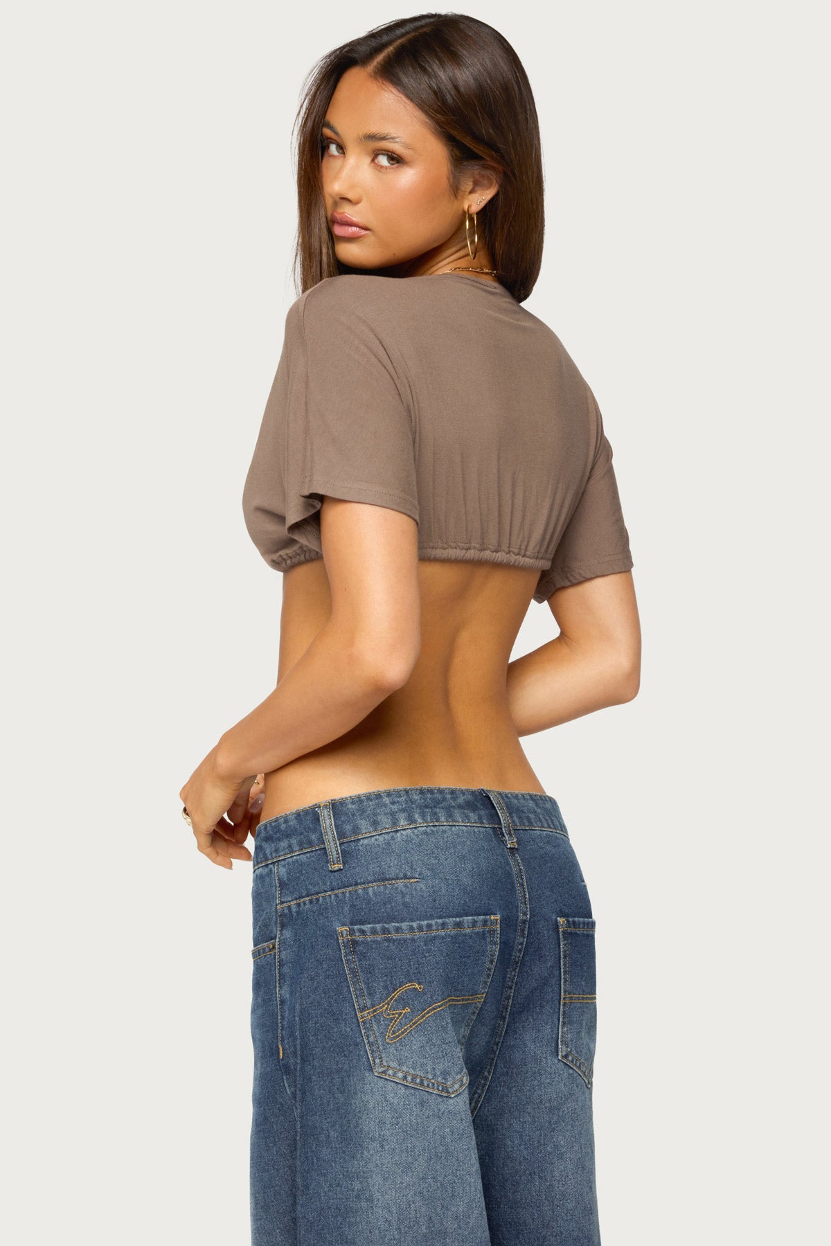 Micky Tie V Neck Crop Top - Image 6