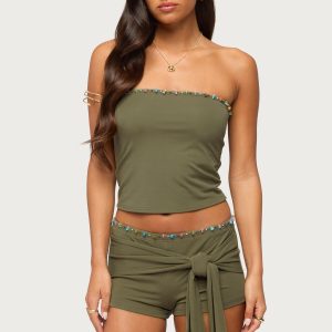 Monroah Bead Strapless Top
