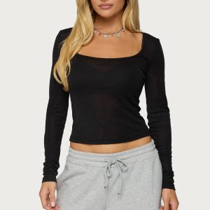 Amanita Scoop Neck Long Sleeve Top