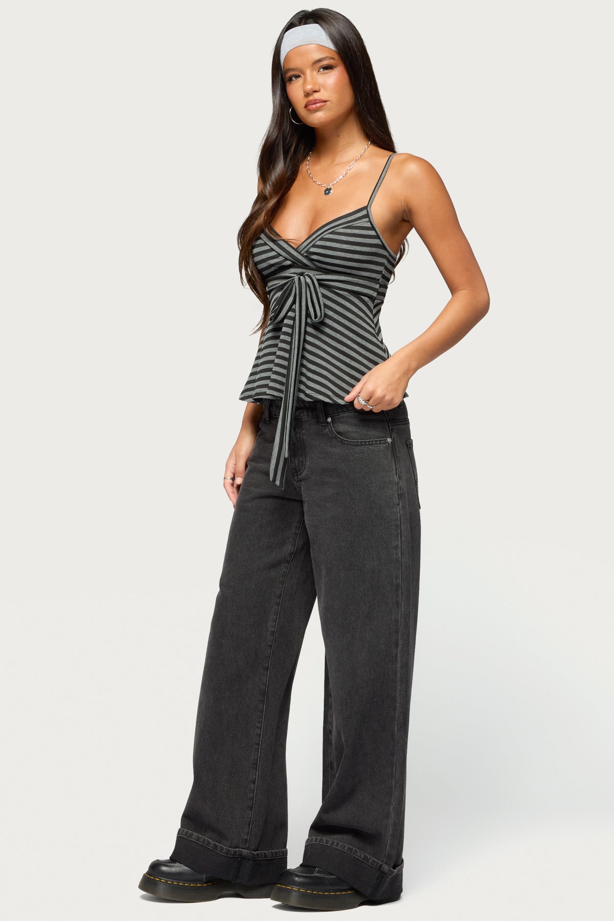 Kova Striped V Neck Babydoll Top - Image 4
