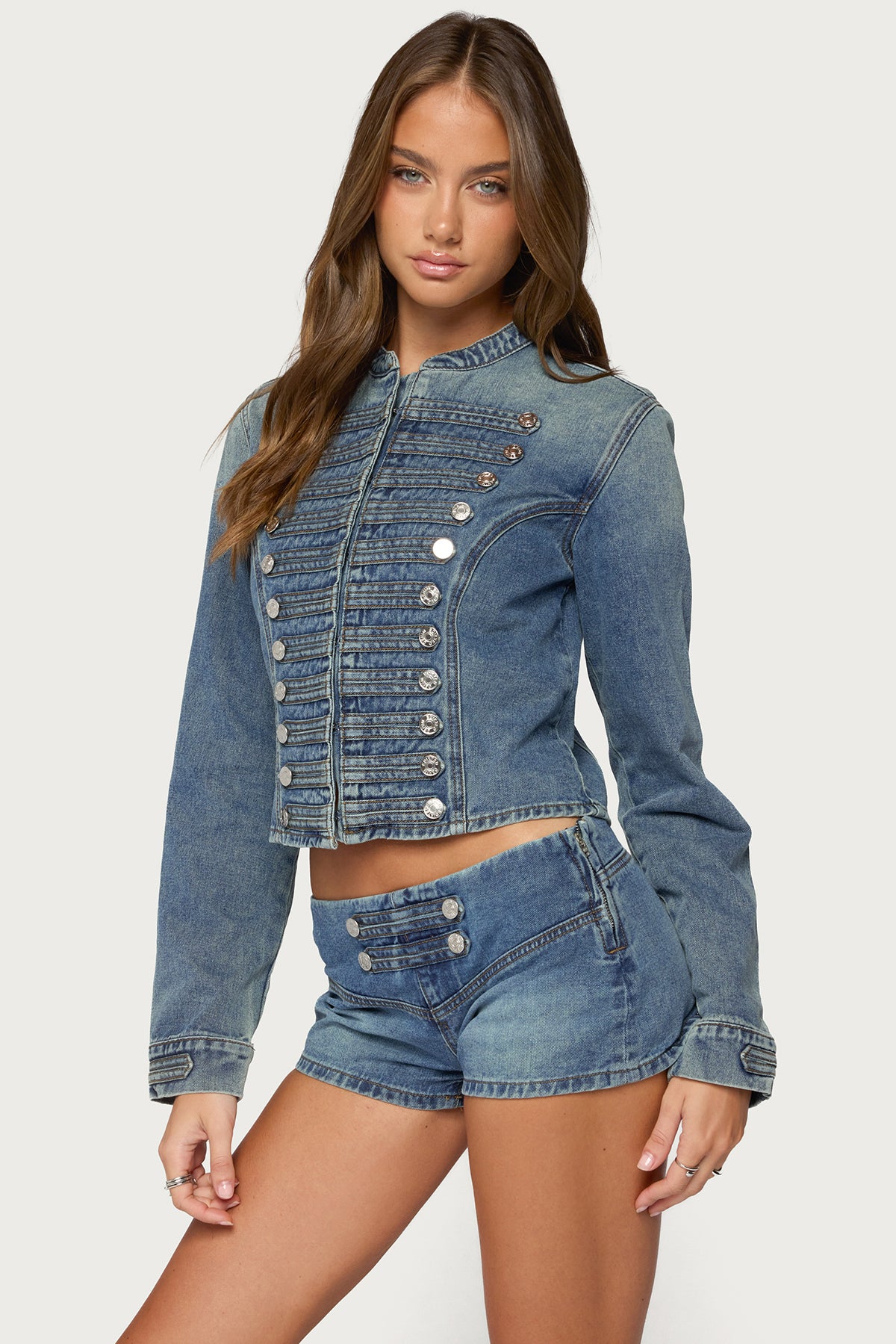 Jazzy Denim Napoleon Jacket - Image 3