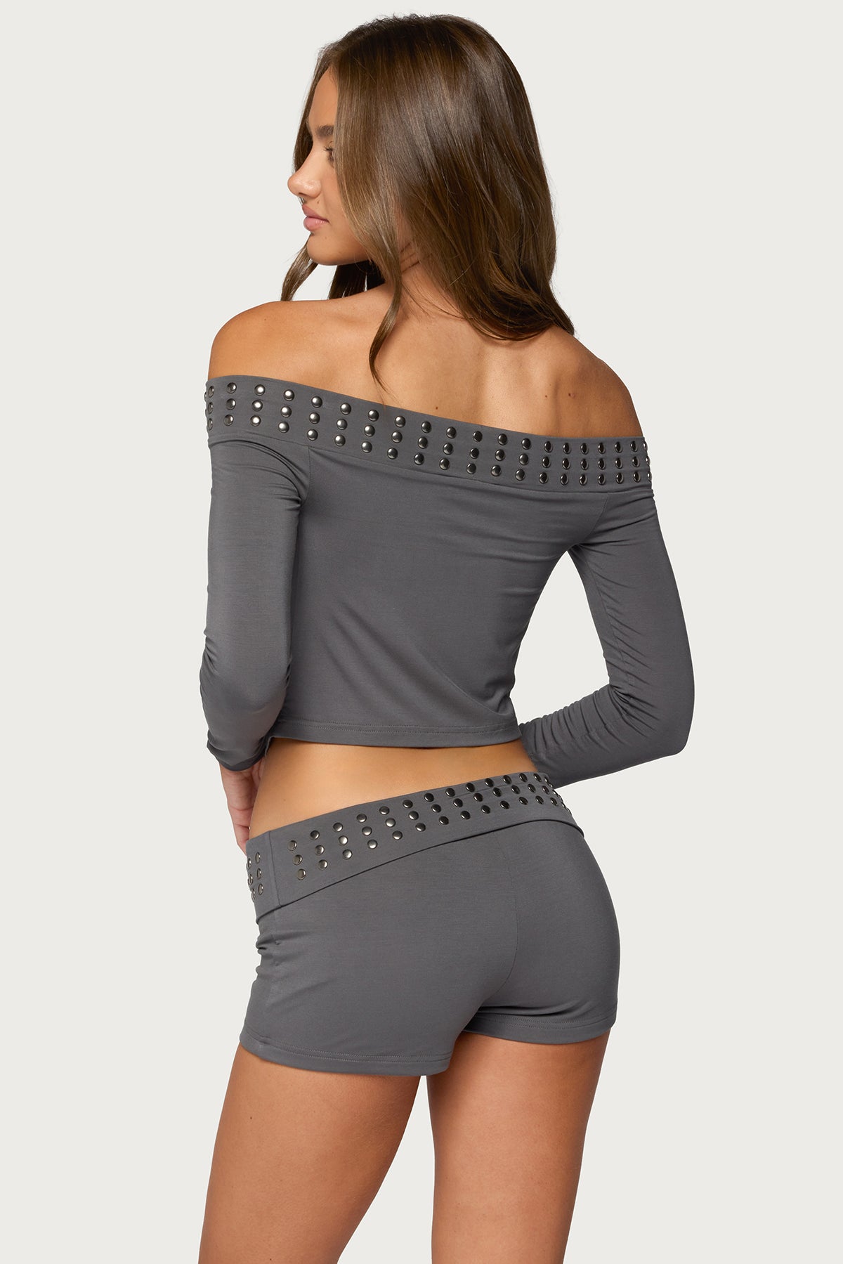 Amy Studded Off Shoulder Cowl Neck Top - Image 5