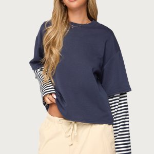 Nacie Layered Stripey Long Sleeve T Shirt