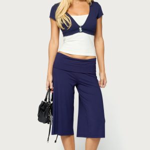 Shirly Wide Leg Foldover Capri Pants