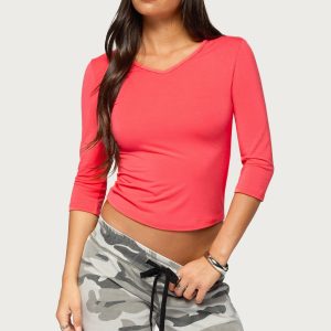 Toralei Three-Quarter Sleeve V Neck Top