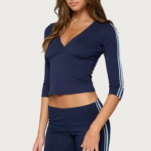 Danie Stripey Three-Quarter Sleeve Top
